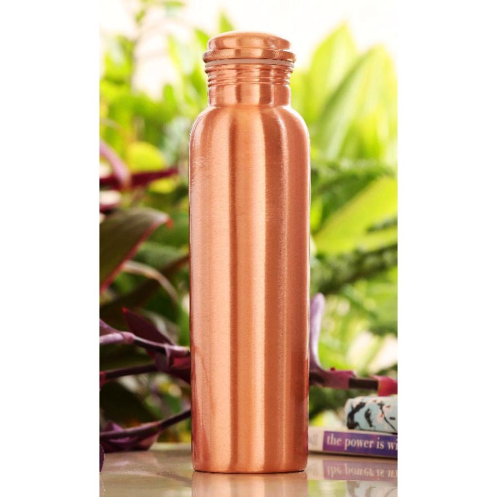 Pure Copper Matt Finish Laquer Coated Water Bottle, Health Benefits, Drinkware, 900 ML