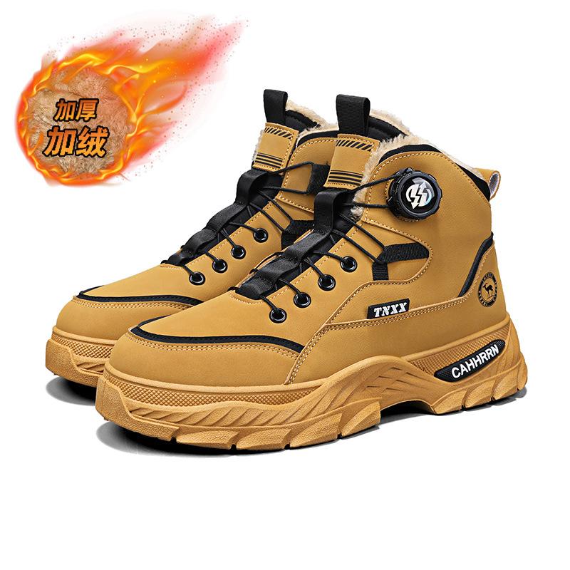 Зимние бархатные ботинки Мартин на высокой платформе, мужские, в британском стиле, ретро, универсальная обувь, на толстой подошве, утепленные, с хлопковой подкладкой, короткие ботинки