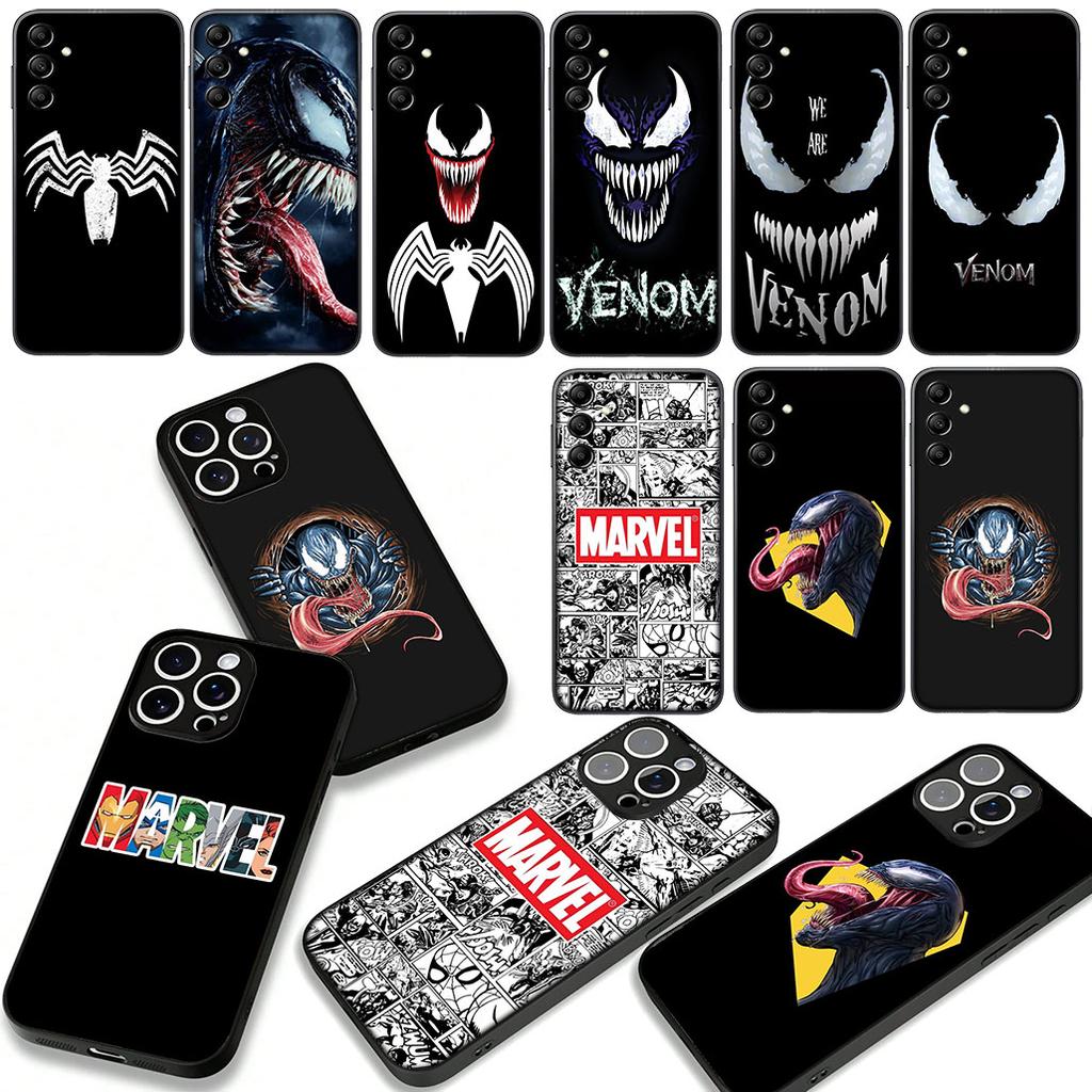 Phone Cover for Samsung Galaxy A55 A54 A25 A36 A17 A26 A35 A33 A34 A14 A37 S8 S9 S20 S21 FE S10 Plus Case Marvel Venom Casing