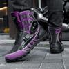 Unisex Dark Tone Protective Protective Motorcycle Shoes High Top Riding Boots Reinforced Sole Biker Outdoor Travel Footwear