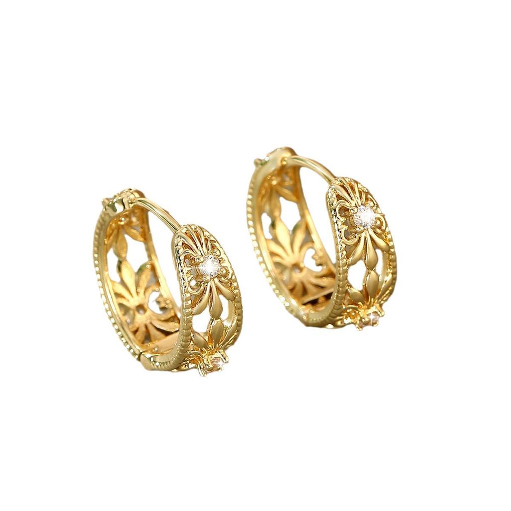 Персонализированный темперамент, модные геометрические круглые серьги, полые серьги с ретро-узором