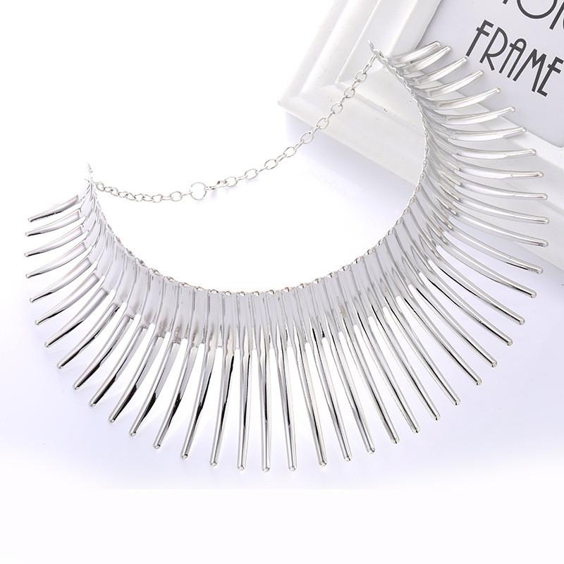 Fashion Solid Color Curved Design Women Metal Necklace Collar For Trendy Outfit