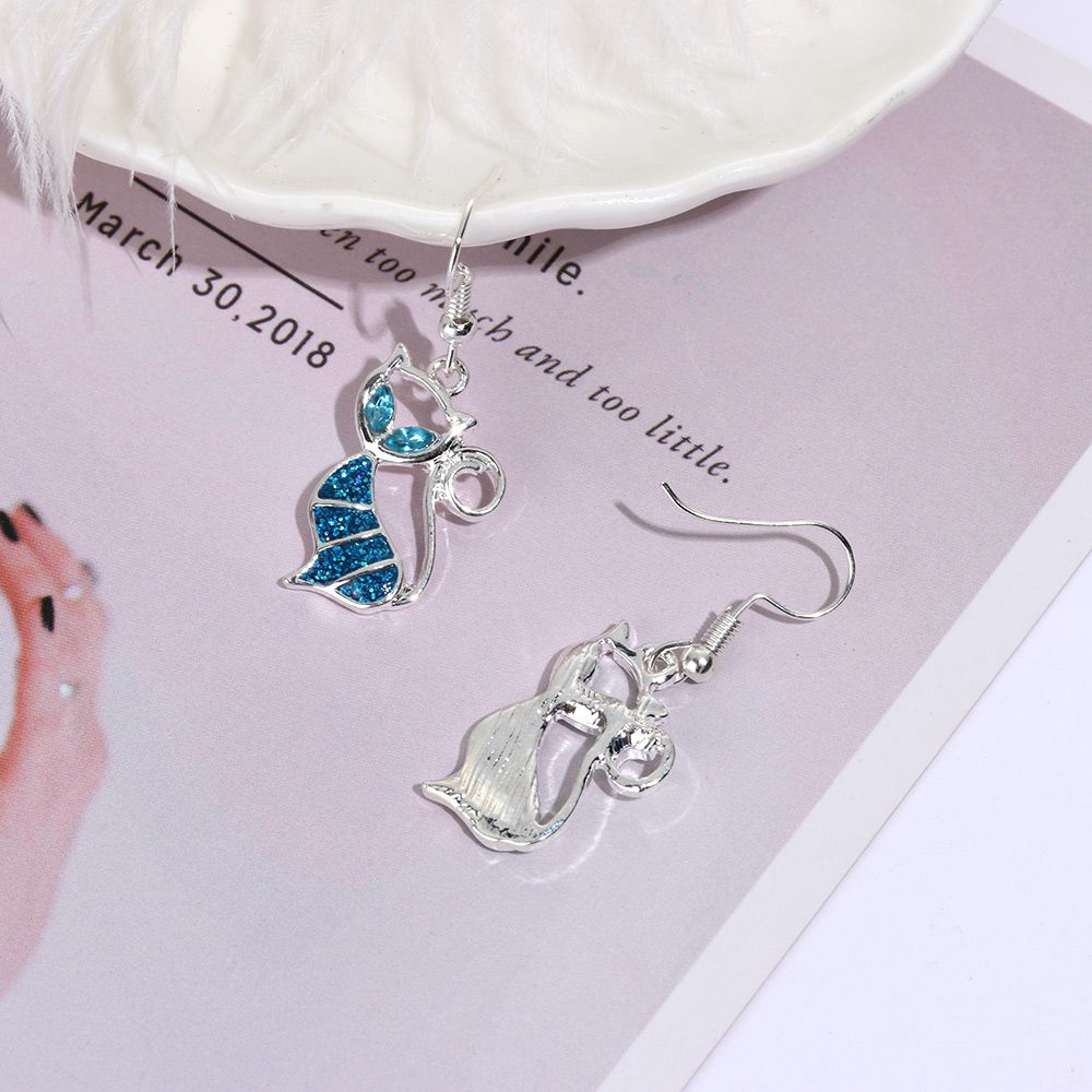 1Pair Trendy Women Elegant Gift Opal Cat Earrings Jewelry Hook Ear Stud Drop Dangle