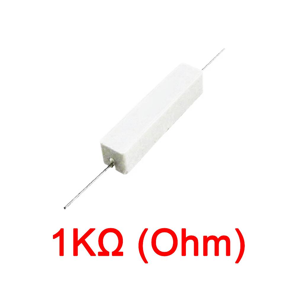 10PCS Wirewound Ceramic Cement Power Resistor Fixed Horizontal 20W Watt 0.1ohm - 100Kohm Vertical Axial Lead Resistance 5% 0.1/0.22/0.47/100/1K R Ohm