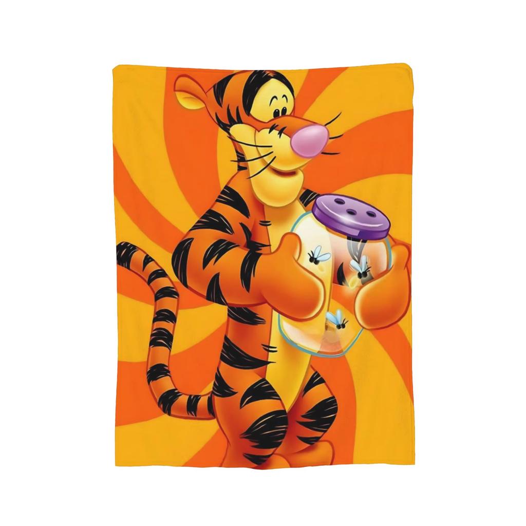 Winnie the Pooh Tigger Coral Fleece Blanket Soft Breathable Plush Throw for Bed Outdoor Rug