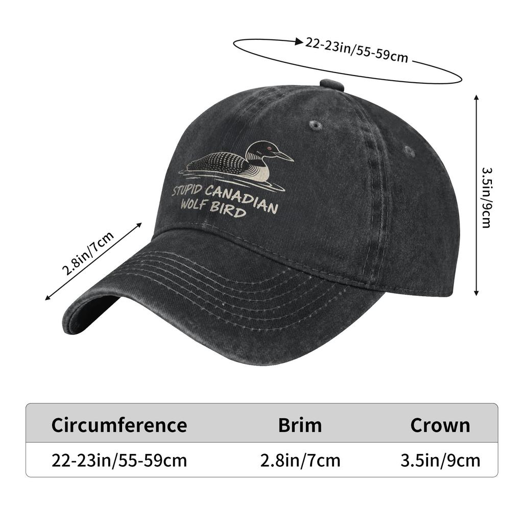Unisex Heated Rivalry Stupid Canadian Wolf Bird Printed Hat Vintage Distressed Denim Baseball Cap Adjustable