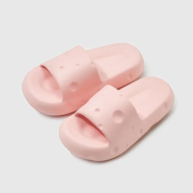 Женские летние тапочки на платформе Cheese Slippers Eva Soft Slides для женщин Нескользящие сандалии молочного цвета для пар Домашние тапочки для ванной
