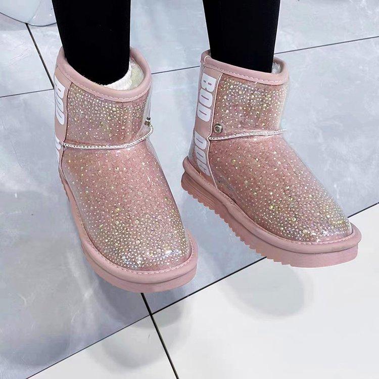 Детская обувь Роскошный дизайнерский стиль Для девочек и мальчиков Модная Водонепроницаемый верх Зимние ботинки Бренд Детские Толстый плюш Высокие до щиколотки Теплые Зимние ботинки