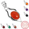 925 Sterling Silver Pendant Women Gemstone Handmade Jewelry Engagement Gift Amber Amethyst Black Onyx Carnelian Garnet Quartz Green Onyx Gold Stone