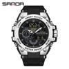 SANDA Luxury LED Dual Display Digital Quartz Watch for Men Shockproof Waterproof Sports Wristwatches Student Watch