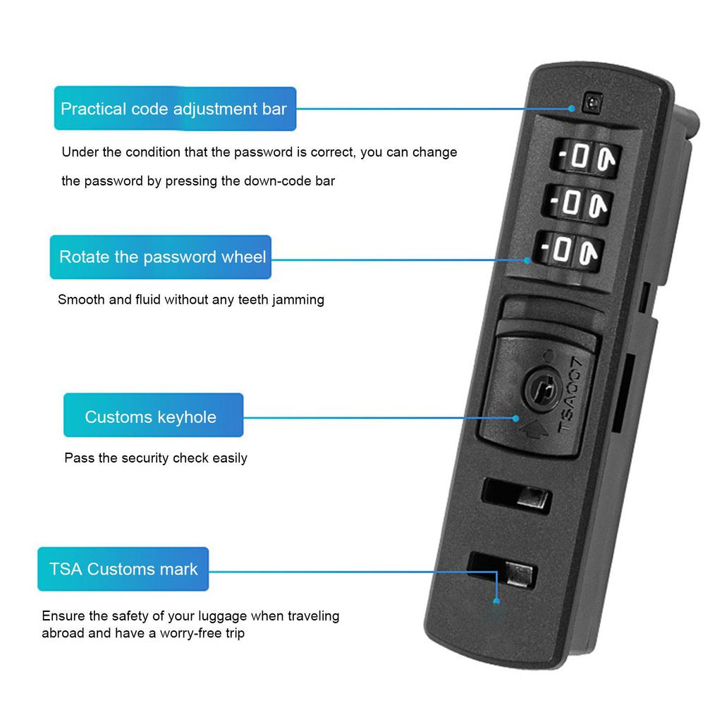 Дорожный кодовый замок для багажа, одобренный для аэропорта, кодовый замок, высокая безопасность, аксессуар для багажа для путешественника