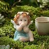 Small Shelf Decor Items Garden Fairy Figurine, Hand-Painted Resin Statue with Wings, Indoor Outdoor Yard Birthday Gifts for Kids Lawn Decor,