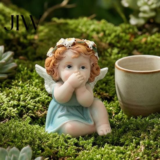 Small Shelf Decor Items Garden Fairy Figurine, Hand-Painted Resin Statue with Wings, Indoor Outdoor Yard Birthday Gifts for Kids Lawn Decor,