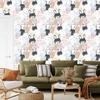 Rabbits wallpaper on a light background for the living room and bedroom 50x1000