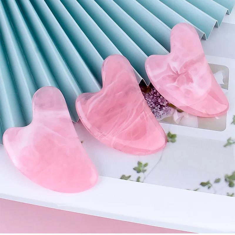 Natural Jade Gua Sha Scraper Facial Massager Tool Rose Quartz Guasha Massage Board Face Lift Slim Gouache Scraper Scraping Plate