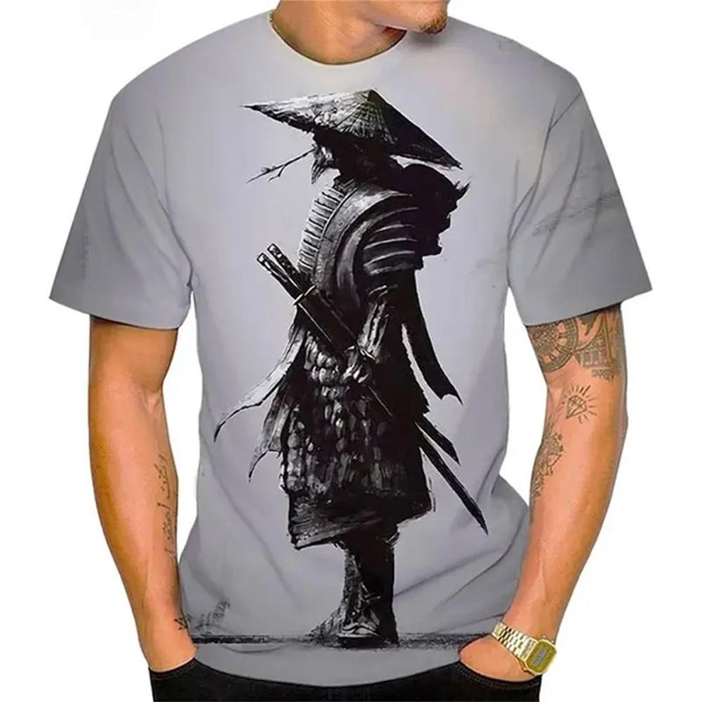 3D Printed Japan Samurai T Shirt For Men Personality Pattern T-Shirts Summer Fashion O-Neck Street Loose Tops Short Sleeve Tees