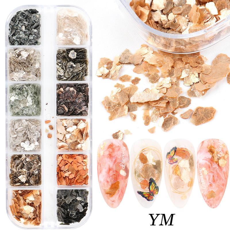 1 Box Nails Abalone Shell Fragments Texture Natural Sea Shell 3D Charm Shell Nail Art Decoration DIY Beauty Tools