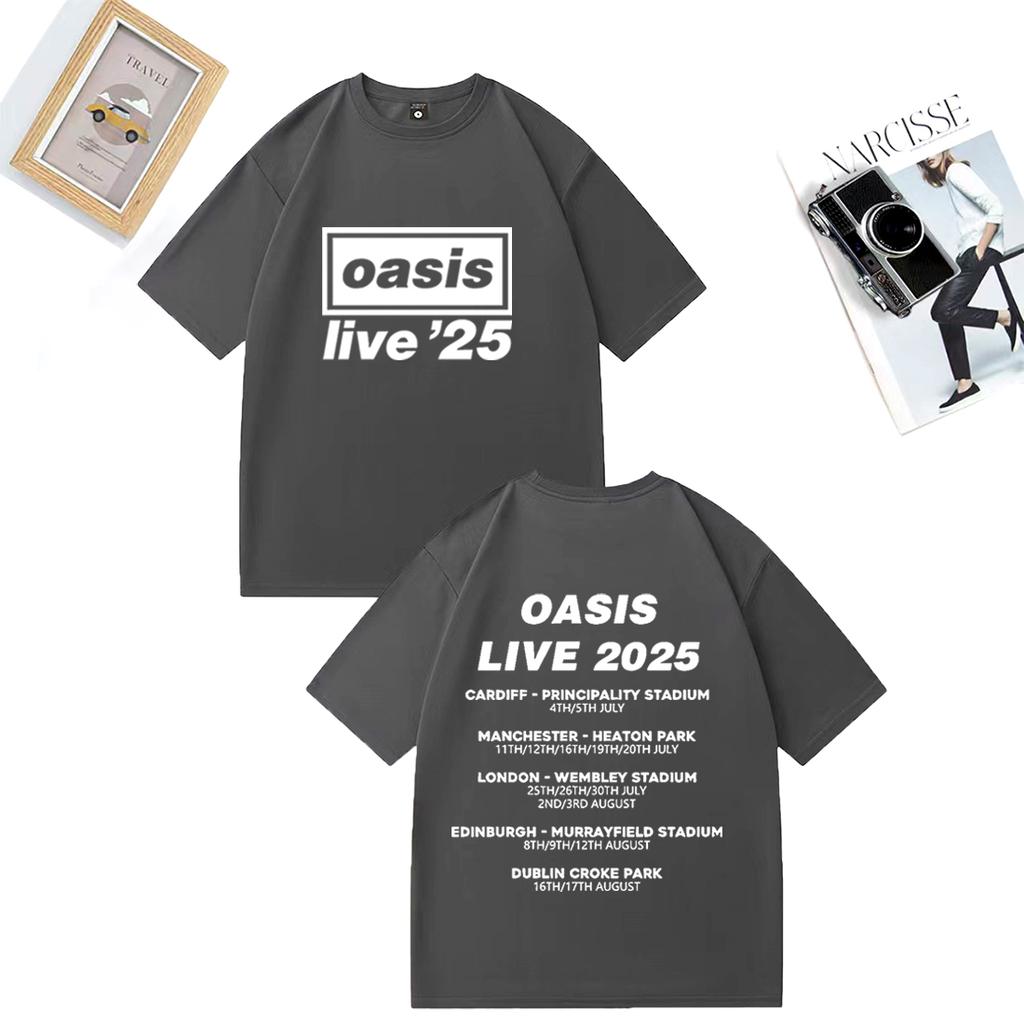 OASIS Live 25 Tour 2025 Vintage T-shirt Men Woman Casual Cotton T-shirt Clothes Hip Hop Streetwear Short Sleeve Shirts Fans Gift