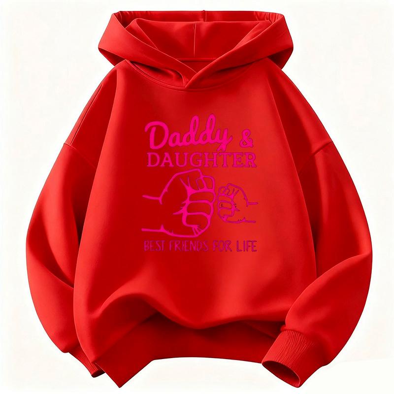 Kids Hoodie Daddy & Daughter Best Friends For Life Fist Print Long Sleeve Hooded