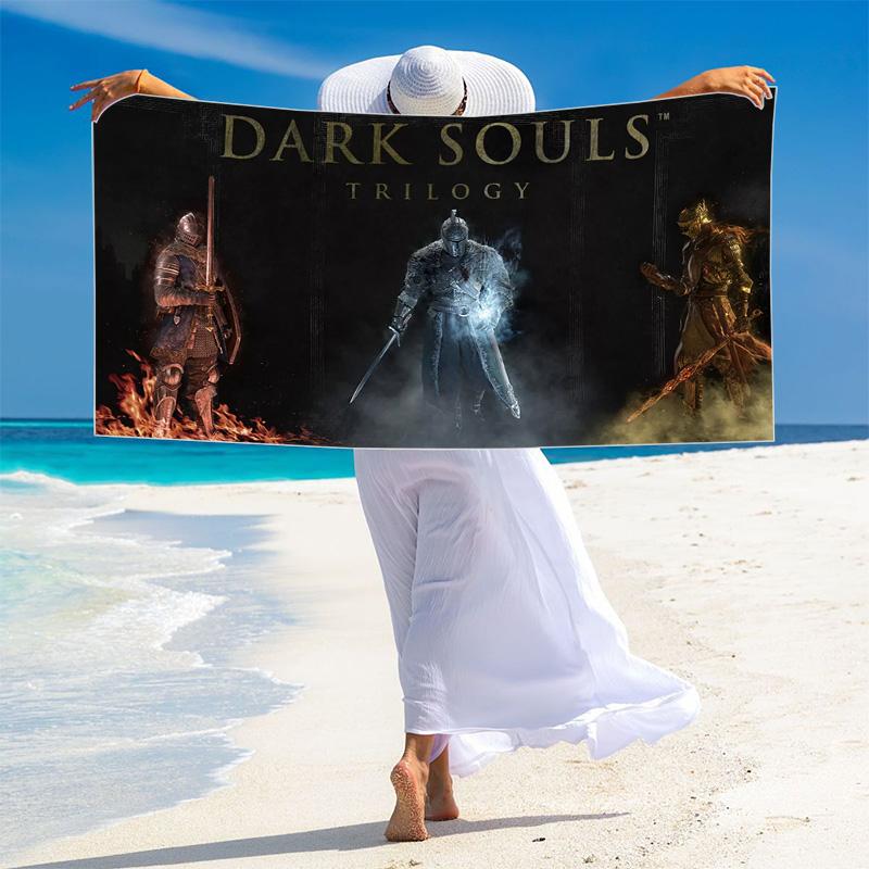 Пляжное полотенце с принтом DARK SOULS, большое, мягкое, быстросохнущее, для пляжа, кемпинга, плавания