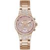 Женские кварцевые часы - Розово-золотой циферблат с бриллиантами - Ремешок из нержавеющей стали - GW0320L6