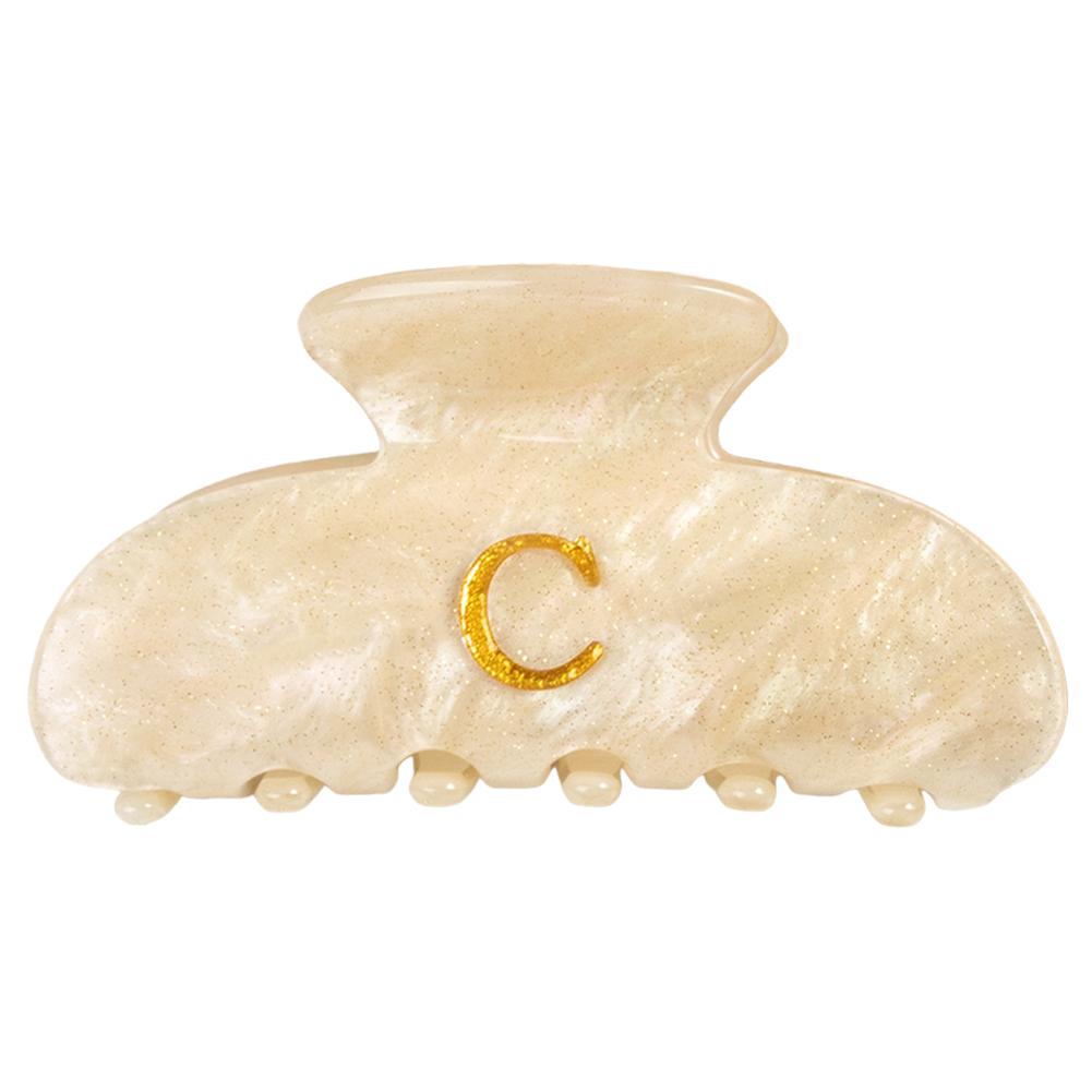 Golden English Letters Initial Cute Hair Clip New Trendy Acrylic Glitter Claw for Women Girls Hair Shark Clips Birthday Gifts