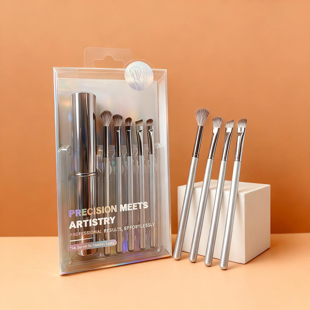 Cangzhou 5-Piece Eyeshadow Brush Set with Storage Bucket – Strong Grip, Minimal Powder Absorption & No Flyaway Powder