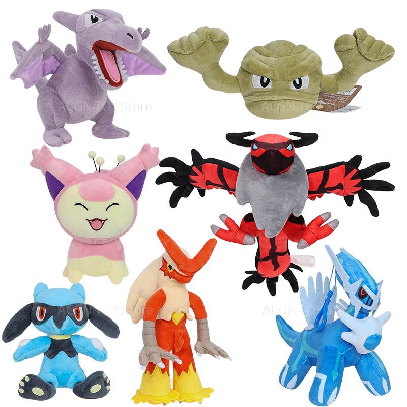 New Plush Blaziken Riolu Geodude Yveltal Aerodactyl Skitty Dialga Soft Stuffed Toys Doll Birthday Gifts
