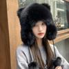 Thickened Winter Hats For Women Keep Warm Windproof Furry Trapper Hat With Cute Tail Ear Protectors Bomber Hat Winter