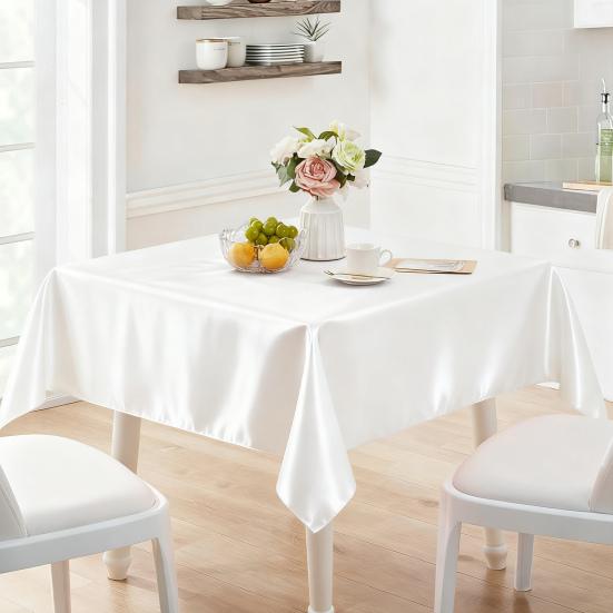 Satin Tablecloth Solid Color Glossy Tablecloth Wedding Table Cover Cloth for Home Restaurant Birthday Party Bridal Shower Dining Table