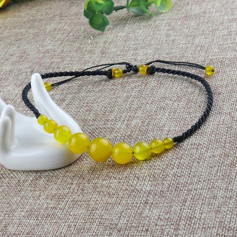 GemChic Women's New Ethnic Simple Agate Beads Collarbone Necklace Vintage Adjustable Chain Fashion Birthday Christmas Jewelry Gift