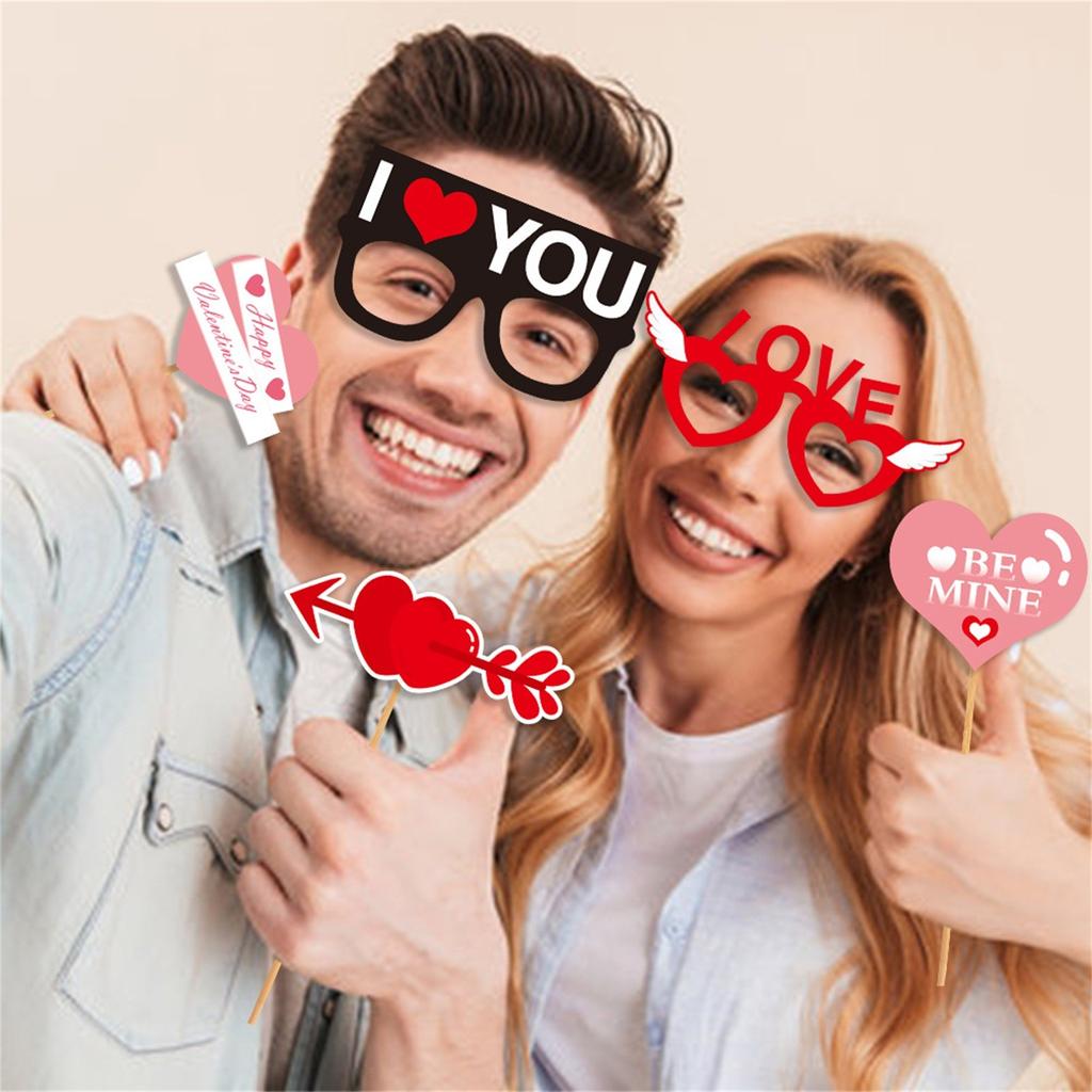 24pc Valentine's Day Photo Props Wedding Valentine's Day Photo Booth Props Party Favors