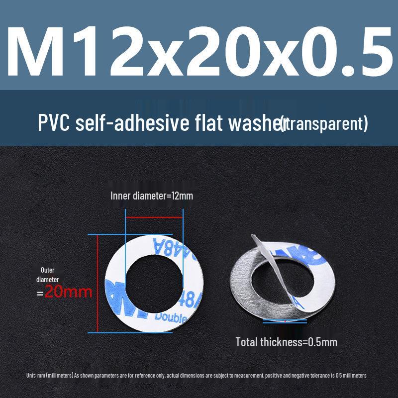 Yigu Transparent PVC Adhesive Flat Washer - Plastic Round Ring M2M3M5, Single-Sided Adhesive Screw Washer