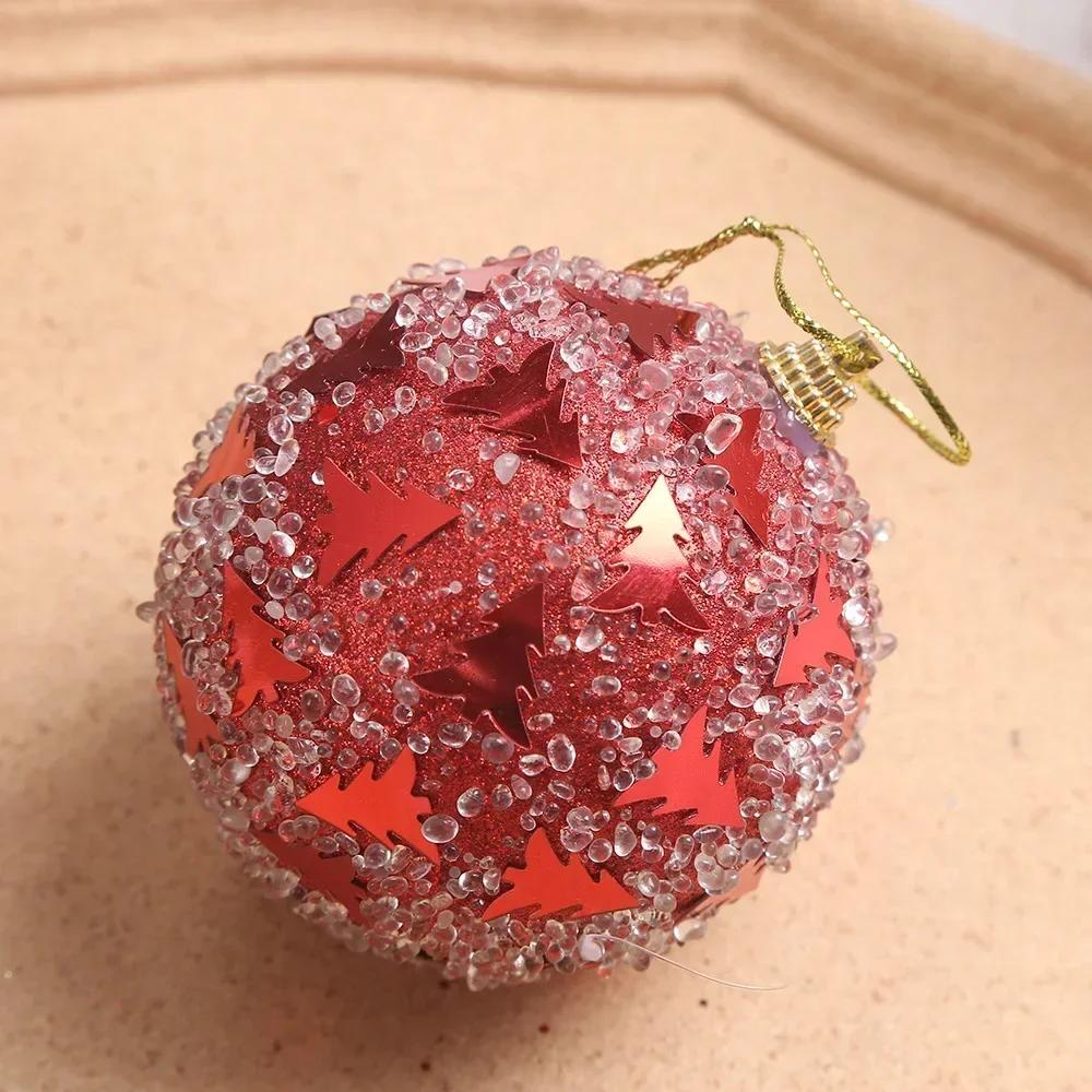 9 шт. 8 см Инкрустированные кристаллами Большие рождественские шары Креативные подвесные украшения для рождественской елки Праздничные подвесные украшения