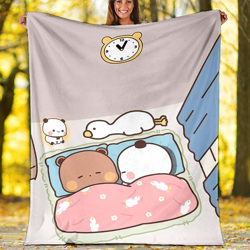 1pc Yier BuBu Bear3 Theme Blanket - Digital Print, Polyester, Cozy for All Seasons, Perfect for Outdoor, Camping, and Travel