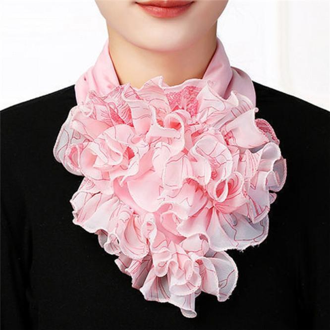 Шелковый шарф с цветочным принтом и шифоном, защита шеи, накладной воротник, хеджирующий шарф, летний женский ледяной шелк, защита шейного нагрудника
