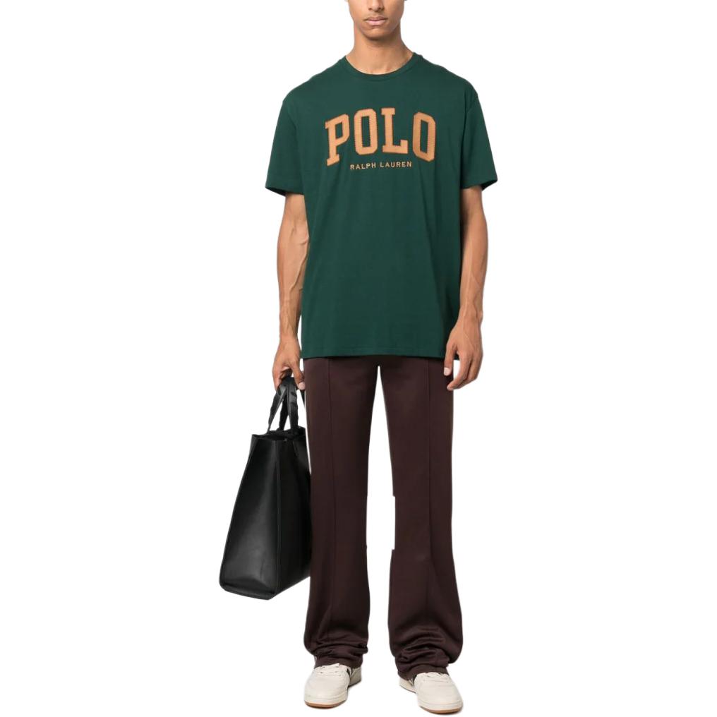 Мужская футболка с принтом логотипа Polo Ralph Lauren, круглым вырезом и коротким рукавом, темно-зеленая 710917892-004