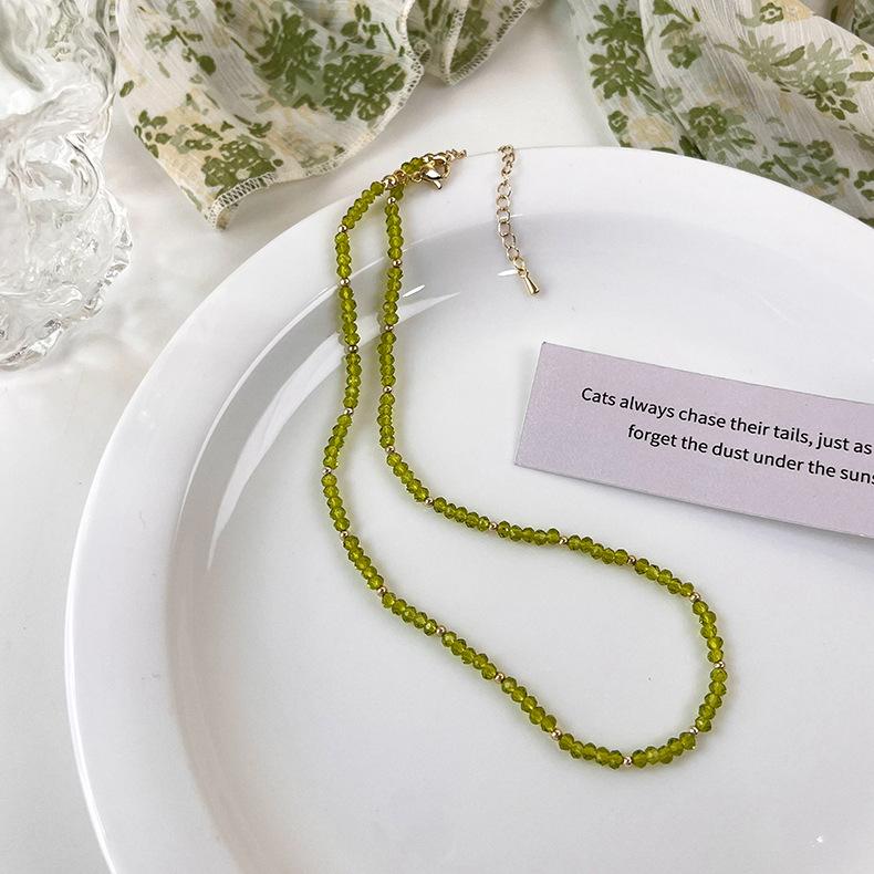 Свежий зеленый галстук, коллекция ожерелья ручной работы из бисера, цепочка на ключицу, дизайн, ниша, колье, ожерелье