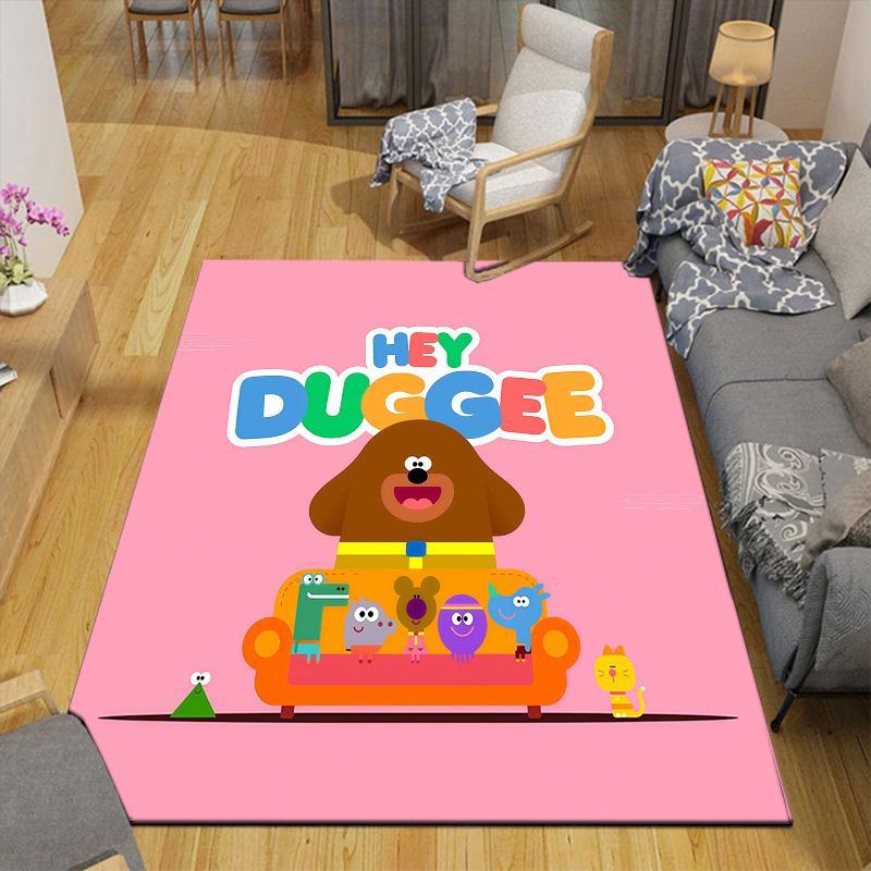 Hey Duggee Flannel Pattern Square Carpet,Area Rug,Carpet Rug for Living Room Bedroom Sofa Playroom Decor,Non-slip Floor Mat