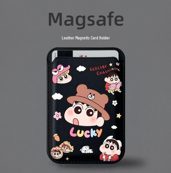 Удачи, Син-тян! Кожаный чехол для телефона Apple с поддержкой MagSafe и магнитным держателем для карт