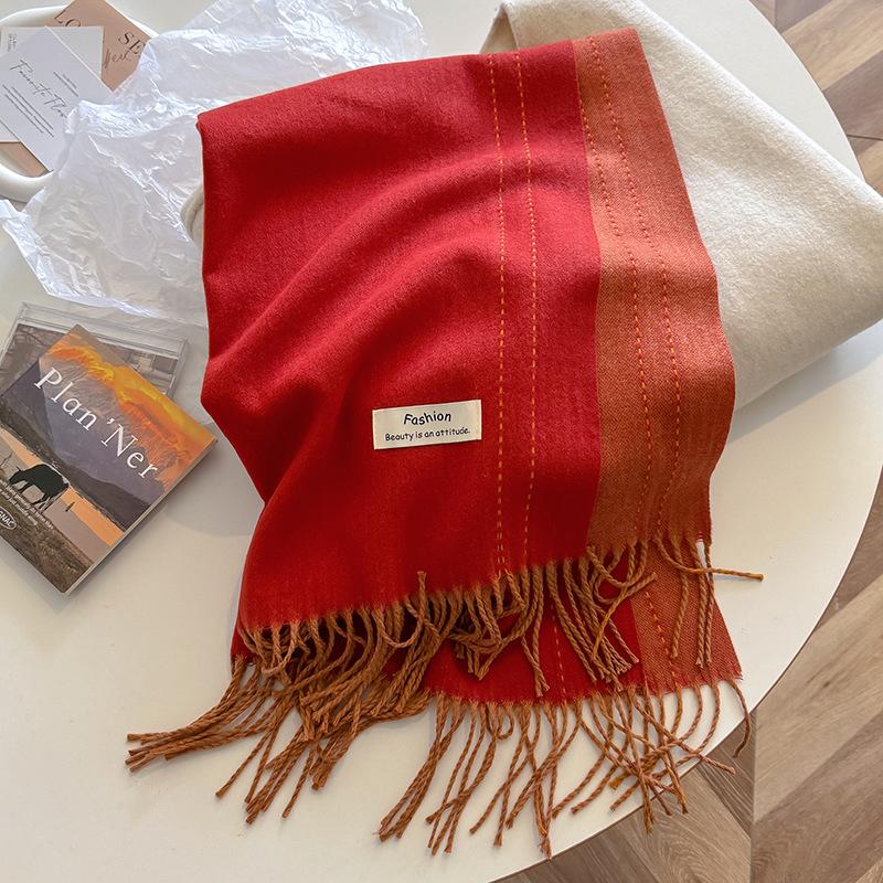 Luxury Winter Cashmere Scarf Women 2 Colours Handkerchief Warm Pashmina Female Shawl Korean Wrap Soft Bufanda Scarves Stole