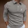 Spring and Autumn Men's Striped Printed Zipper Long Sleeve Collar Polo Shirt Breathable and Comfortable Daily Men's Top