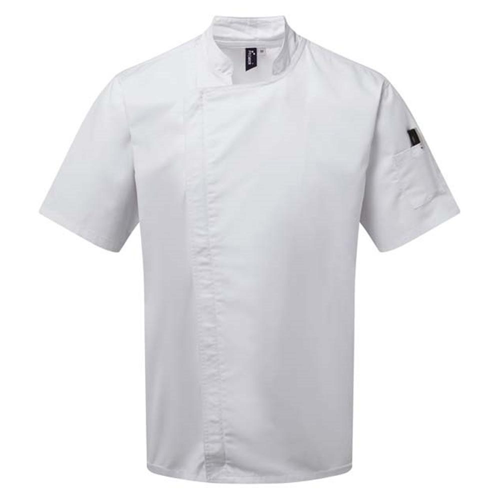 Premier Unisex Adult Zipped Short-Sleeved Chef Jacket