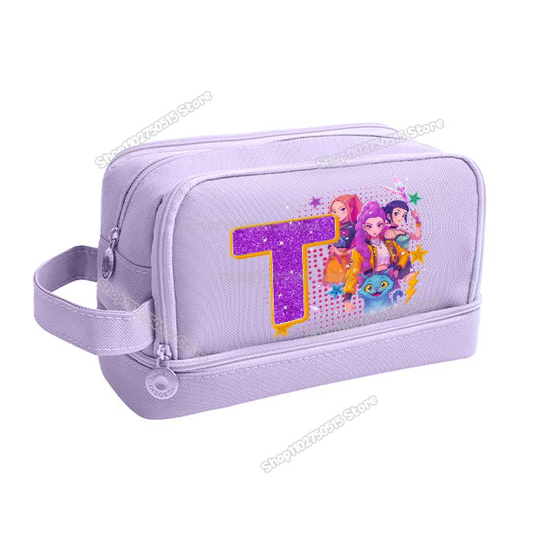 Kpop Demon Hunters Letter A-Z Pencil Bag Rumi Mira Zoey Girl Student Pencil Case High-capacity Stationery Pouch School Supplies