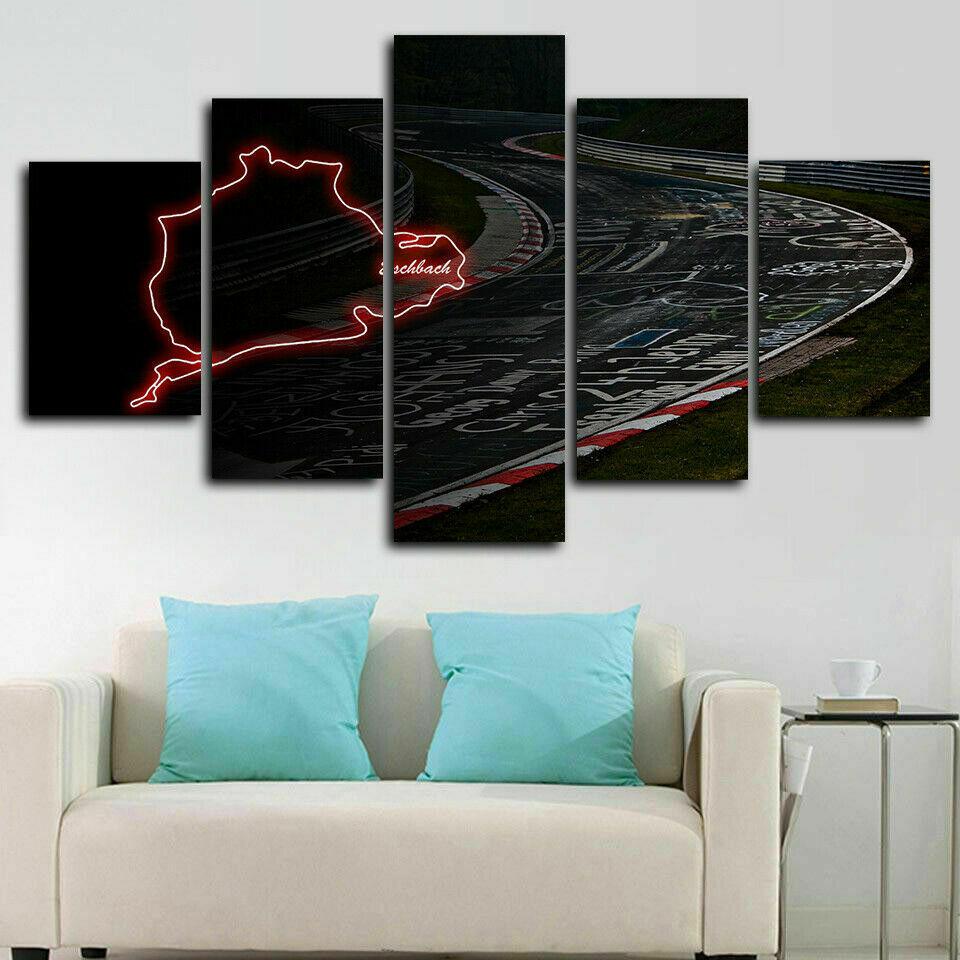 5 Pcs Nurburgring Rally Track Circuit Racing Wall Art Canvas HD Posters Pictures HD Paintings Home Decor Living Room Decoration