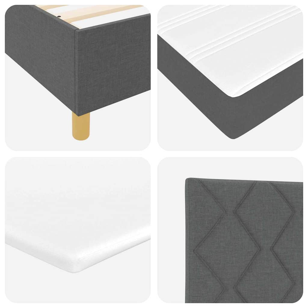 Box Spring Bed with Mattress Dark Grey 200 x 200 cm Fabric