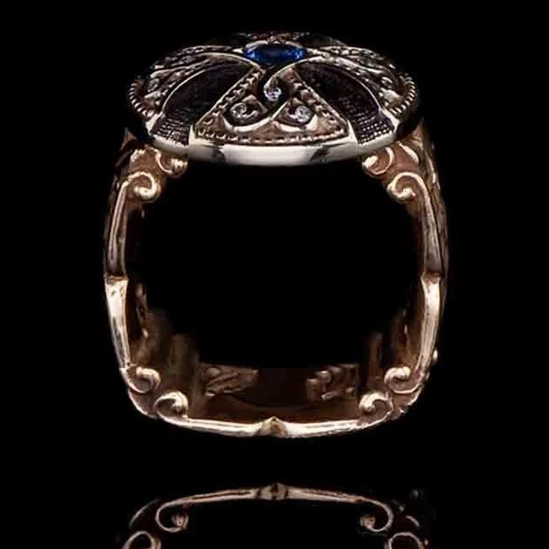 1 шт. Кольцо мужское в стиле ретро-панк с крестом-цветком из синтетического циркона, благородное кольцо для повседневного ношения