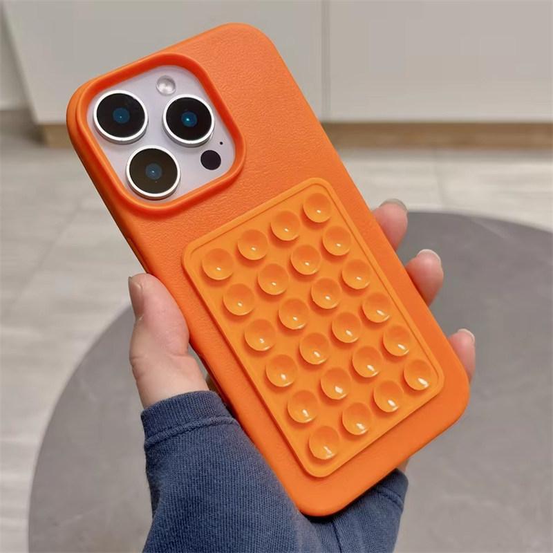 Роскошный 3D Стенд с присосками Чехол для телефона с узором личи для iPhone17 16 15 14 Plus 13 12 11 Pro Max XR X XS Мягкая противоударная крышка