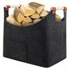 Felt Basket Firewood Box with Wooden Handles Foldable Firewood Basket Storage Basket for Firewood Wood Newspapers Clothes