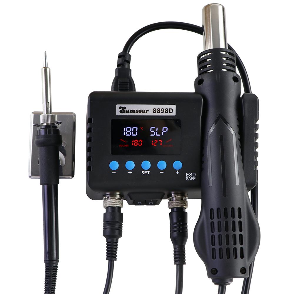 8898D SMD ремонт паяльная станция 2-в-1 с спящим паяльником горячего воздуха ЖК-цифровой дисплей для пайки ремонт